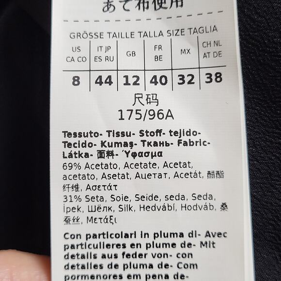 MARELLA Rivista Silk Crepe De Chine Blouse Removable Feather Cuffs NEW Size 8 - Picture 16 of 16